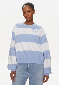 Bluza Tommy Jeans niebieska damska Letterman DW0DW17789  Relaxed Fit