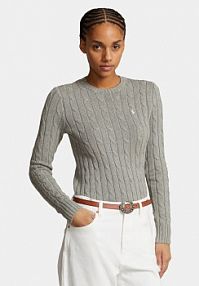 Sweter Polo Ralph Lauren szary damski Julianna 211943903001  Regular Fit