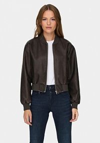 Bomberka ONLY brązowa Kurtka z imitacji skóry Jane 15314240  Loose Fit
