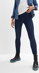 Miękkie legginsy ciążowe ocieplane w optyce dżinsowych  damskie Bonprix