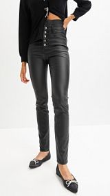 Spodnie ze sztucznej skóry z wysoką talią  Bonprix