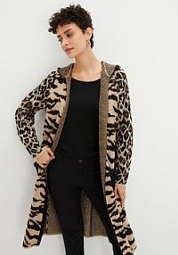 Płaszcz dzianinowy  z cekinami i kapturem  damski Bonprix