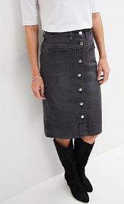 Spódnica dżinsowa z ozdobnymi guzikami  Bonprix