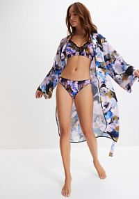 Długi szlafrok satynowy kimono  damski Bonprix