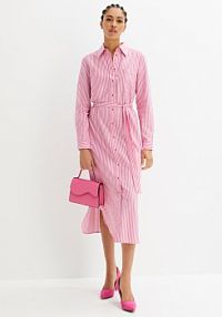 Sukienka koszulowa w paski, z wiązanym paskiem  Bonprix