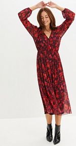 Sukienka midi z siatkowego materiału z nadrukiem  Bonprix