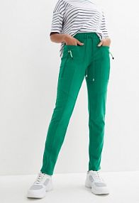 Spodnie z gumką w talii, z wygodnego materiału punto di roma  damskie Bonprix