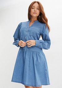 Sukienka dżinsowa z rękawami bufkami  Bonprix