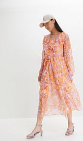 Sukienka szyfonowa z falbanami  Bonprix