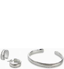 Bransoletka + kolczyki kółka z kryształowymi kamieniami (komplet 3-częściowy biżuterii)  Bonprix