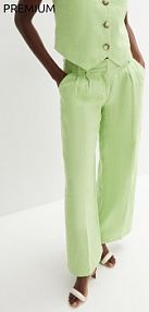 Spodnie z zakładkami poniżej paska w talii, z czystego lnu  damskie Bonprix