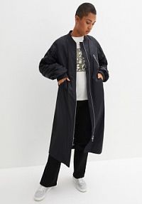 Płaszcz w stylu bomberki z dzianinowym kołnierzykiem  damski Bonprix