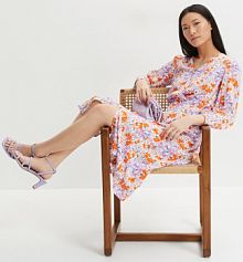 Sukienka midi z rozcięciem, ze strukturalnej wiskozy  Bonprix