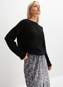 Sweter z koronką  damski Bonprix