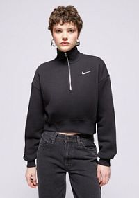 Bluza Nike czarna damska W Nsw Phnx Flc Qz Crop