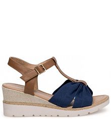 Sandały na obcasie Clara Barson granatowe