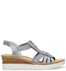 Sandały na obcasie Rieker niebieskie