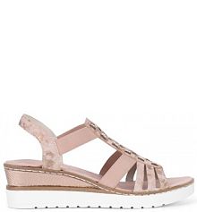 Sandały na obcasie Rieker różowe