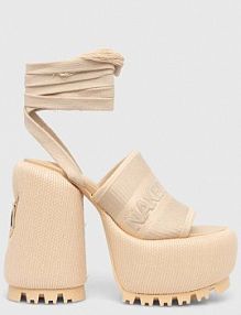 Sandały na obcasie Naked Wolfe  beżowe Beach.Raffia.