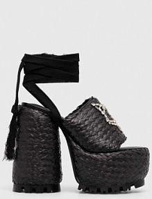 Sandały na obcasie Naked Wolfe  czarne Beach.Raffia.