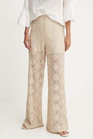 Spodnie eleganckie Sandro Ferrone  beżowe damskie SFS63XBDGISEL