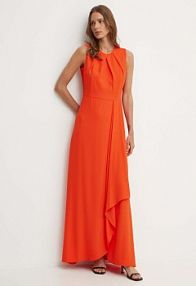 Sukienka maxi Sandro Ferrone  pomarańczowa SFS21XBDTOKIO