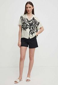 Koszula z krótkim rękawem Sisley  beżowa 56JCLQ079