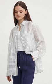 Koszula z długim rękawem Sisley  biała 5PVNLQ06X