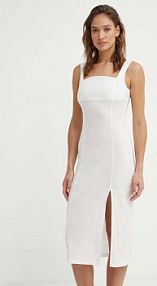 Sukienka midi Sisley  beżowa 4YNELV05Q