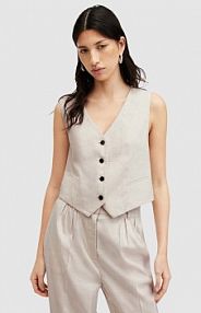 Kamizelka AllSaints  beżowa damska W035QA