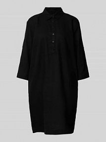 Sukienka koszulowa o długości do kolan z wiskozy model Laluna FREE/QUENT czarna EAN Leinen HBK 1AT3