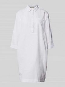 Sukienka koszulowa o długości do kolan z mieszanki wiskozy i lnu model Laluna FREE/QUENT biała EAN 204140