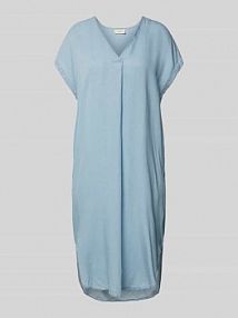 Sukienka z lyocellu o długości do kolan z dekoltem w serek model Carly FREE/QUENT niebieska EAN 204198