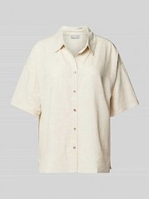 Bluzka koszulowa z mieszanki wiskozy i lnu model JUNA Fransa beżowa damska EAN 20614100