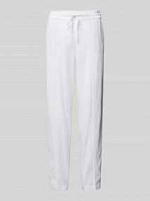 Spodnie materiałowe o kroju tapered fit z tunelem s.Oliver RED LABEL białe damskie EAN 2146170