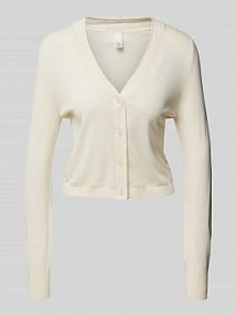 Kurtka krótka z dzianiny z listwą guzikową QS beżowa damska EAN 2147322