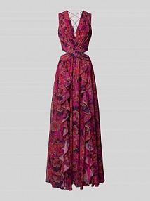 Sukienka koktajlowa w kopertowym stylu z falbanami ADLYSH różowa EAN 75241-0620