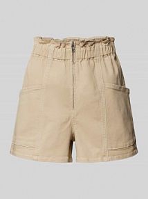 Szorty jeansowe z wysokim stanem i ozdobnymi szwami model KAMINA YAS beżowe EAN Gummi Zip4