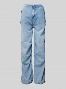 Jeansy o kroju baggy fit z elastycznym pasem QS niebieskie damskie EAN 2143483