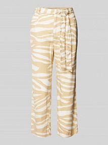 Spodnie lniane z szeroką, skróconą nogawką s.Oliver RED LABEL beżowe damskie EAN 2146173