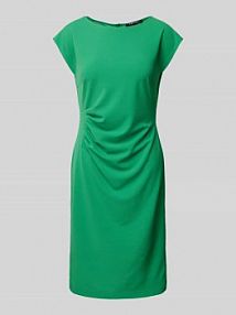 Sukienka koktajlowa o taliowanym kroju z okrągłym dekoltem Swing zielona EAN 5AG23100