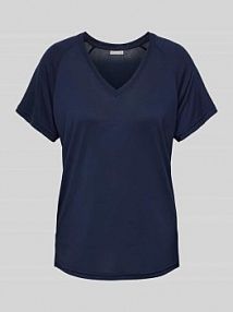 T-shirt z dekoltem w serek model Joselyn Fransa granatowy damski EAN 20614830