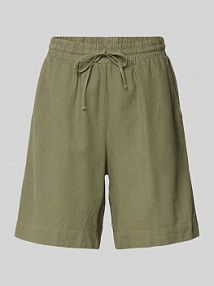 Bermudy z wpuszczanymi kieszeniami po bokach model Lava FREE/QUENT oliwkowe damskie EAN Linen Gummi5