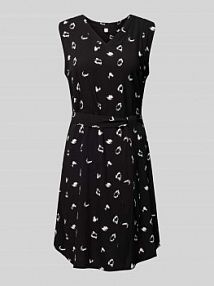 Sukienka o długości do kolan z wiązanym paskiem QS czarna EAN BP Wechsel Grtl