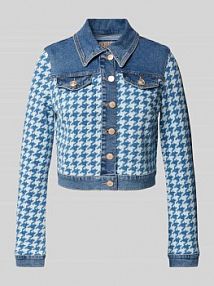 Kurtka jeansowa ze wzorem w pepitkę Guess niebieska damska EAN W4RN55D59L1