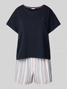Piżama z wyhaftowanym logo Tommy Hilfiger niebieska damska EAN UW0UW05226