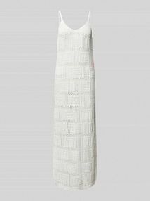 Sukienka midi z haftem angielskim Only biała EAN Fid Chrochet Max