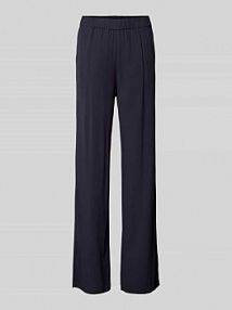 Spodnie materiałowe o rozkloszowanym kroju z elastycznym pasem model CHIARA MAC niebieskie damskie EAN 278303800