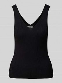 Top z dzianiny z dekoltem w serek Tom Tailor Denim czarny damski EAN 1042032