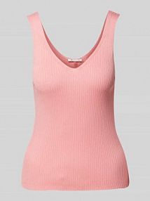 Top z dzianiny z dekoltem w serek Tom Tailor Denim różowy damski EAN 1042032